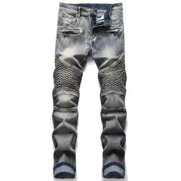 Partihandel 2031 Men's Jeans Designer Jeans Estruerad Ripped Biker Slim Fit Motorcykel denim f￶r m￤n S Fashion Jean Mans Pants Pour Hommes #822