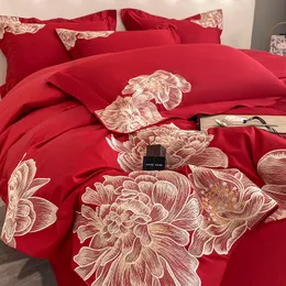 مجموعة الفراش الفاخرة مجموعة السرير الأوروبية الزهور الفنية التطريز الستين