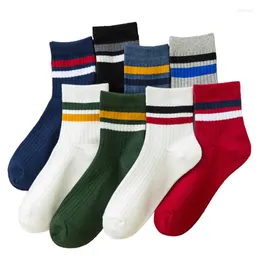 Erkek Çorapları 3 Çift/paket Pamuk Erkek Moda Rahat Nefes Aktif Sox Yüksek Kaliteli Erkek Çizgili Trendy Uzun Çorap Meias AB 39-44