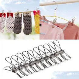 Other Housekeeping Organization Stainless Steel Clothes Clips 5 5X2 5Cm Socks Pos Hang Rack Parts Portable Clothing Pegs Drop Deli Dhe1M