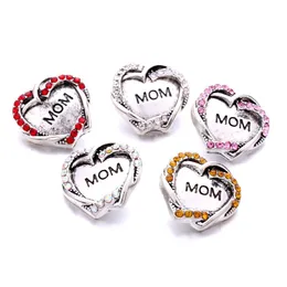 Charms Heart Mom Love Rhinestone Snap Button Charms Women Jewelry Findings 18mm Metal Snaps Button Diy Armband Jewelery Wholesale DHJ6T