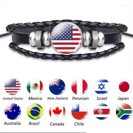 Pulseiras de charme charme pulseiras de bandeira pulseira de couro austrália EUA brasil chile israel peru zelândia canadá jóias da Europa Oriental m dh31t