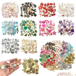 Charms 490pcs Charms för smycken som gör fynd Gikasa grossist BK blandat guldplattat emalj öronring diy halsbandsarmband juvelr dhwfg