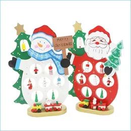 Decorazioni natalizie Babbo Natale in legno Decorazione desktop fai-da-te Babbo Natale Pupazzo di neve Motivo Altalena Tavolo da caffè per ufficio Drop Delivery Home G Dhaik