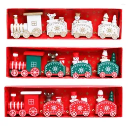 Decorações de Natal Merry Wooden Train Ornamentos Decoração para Festa em casa Mini Toy Papai Noel Gift Natal Navidad Noel