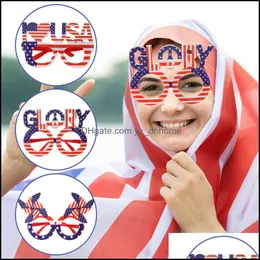 Inne świąteczne zaopatrzenie w imprezę USA Patriotyczne okulary Ramki 4th of Jy Parade American Flag Flag Niepodległość Day Party Glass Droper.