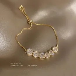 Charm Bracelets 2022 Design Fashion Jewelry Retro Color Round Crystal Bracelet Elegant Women's Stretchable Adjustable Simple B007