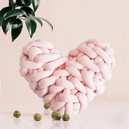 쿠션 조정 베개 Dunxdeco Heart Knots 쿠션 모양 단색 채취 플러시 장난감 인형 선물 장식 소파 의자 장식 221109