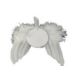 20pcs Christmas Decorations Sublimation DIY Blank MDF Wooden White Angel Wings Ornament Hanging Feather Hanging Decor