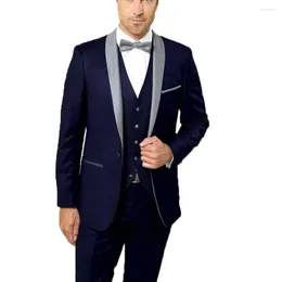 Garnitury męskie granatowe męskie garnituru Slim Fit Wedding for Groom Tuxedos 3 sztuki Costard Homme Mariage Costume