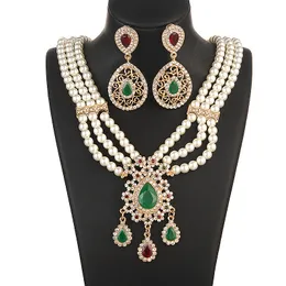 Collar colgantes Marruecos de oro collar de perlas chapadas de agua Collar de crestal Collar de crestal Pendimiento Musulmán Muslim Collection de boda de lujo 221110