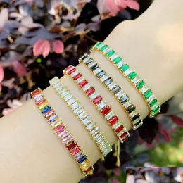Bracelets de charme Moda Mulheres 18K Bracelet de diamante de ouro colorf PL String ajust￡vel J￳ias de pulseiras de zirc￣o c￺bico Will e Sandy Gi Dhjag