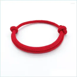 Charm-Armbänder Charm-Armbänder Lucky Red Rope Armband Damen Herren Handgefertigte gewebte Schnur Paar Schmuck Fußkettchen Verstellbare Knöchel Kent Dh950