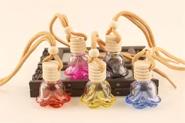 Groothandel 6 ml Auto Opknoping Parfumflesjes 7 Kleuren Luchtverfrisser Diffuser Leeg Glas Essentiële Olie Geur Hanger Ornamenten KD1