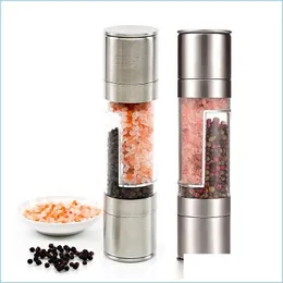 Mills 2 i 1 Pepper Manual Grinder rostfritt stål Salt och 200 ml kryddverk med justerbar grovhet Drop Delivery Home Garden Ki DH9UM