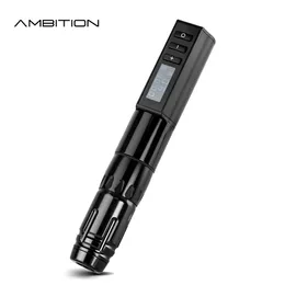 Tatueringsvapen Kits Ambition Hunter Wireless Pen Machine 1650mah Lithium Batterisidtraktförsörjning LED Digital för kroppskonst 221109