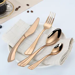 Dinnerware Sets 24 Piece Set Stainless Steel Cutlery Fork Spoon Knife Full Tableware Dining Table Adult Utensils Drop