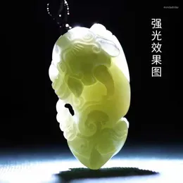 펜던트 목걸이 자연 녹색 jade jade hollow 핸드 카브 용기 부대 펜던트 브랜드 보석 Jadeite 목걸이 남성 여성