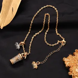 Damen Design Halskette Gold plattiert Edelstahl Halsketten Halsketten Choker -Ketten -Bag Modell Doppelbuchstaben Anhänger Europa Amerika Mode Hochzeit Schmuck ZG2120