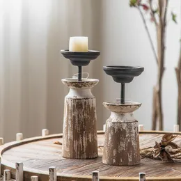 Candle Holders Wood Holder Vintage Home Room Decorative Art Ornaments Wedding Crafts Nordic Modern Candlestick Candlelight Dinner Tools