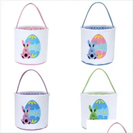Other Event Party Supplies Easter Rabbit Egg Bucket Cotton Canvas Bunny Candy Hunt Basket Kids Toys Drop Delivery Home Garden Fest Dhods