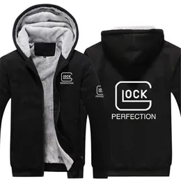 Męskie bluzy bluzy 2021 Glock Perfection Strzelanie Mężczyzna nowa zimowa wysoka jakość zagęszcza parki mężczyźni z kapturem płaszcze ciepłe zwykłe płaszcze Y2211
