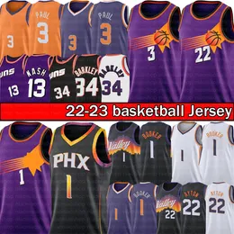 Devin Booker Basquete Jersey Chris Paul DeAndre Ayton Retro Steve Nash Charles Barkley Jerseys Editio0n City Basket Homens