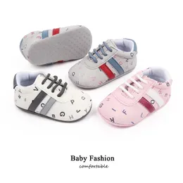 Baby Shoes Newborn Boys Girls Letter Pattern First Walkers Kids Toddlers PU Sneakers 0-18 Months