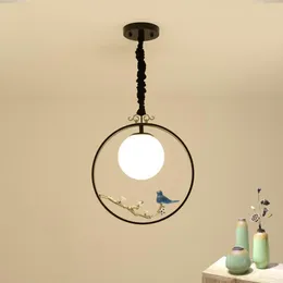 Lampy wiszące chińskie ptak lekka oryginalność jadalnia mieszkalna sypialnia żyrandol żyrandol werdora prosta okrągła szklana lampa