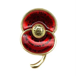 Inteira da lembrança Broche de Poppy Red esmalte Primeira Guerra Mundial Gravada com poema para os 307y caídos