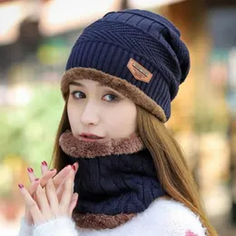 Шапок с черепами 2pcs Set Set Ski Ski Cap и Scarf Cold Theme Leather Leather Winter Hat для женщин вязаные мужчины