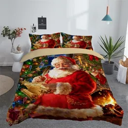 Sängkläder sätter 3D -tryckt god juluppsättning Queentwinking Size Decoration Home Bedclothes With Pillow 221109