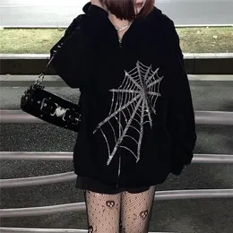 Women's Hoodies Sweatshirts Gothic Letter Print Long Sleeve Pullover Zipper Loose Oversized Streetwear Casual Autumn Winter 221109