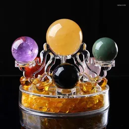 Hooks Transparent Acrylic Seven Star Array Bracket Stand Chakra Crystal Sphere Ball Holder Display Rack Globe Stone Base Decor