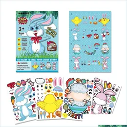 Diğer Festival Parti Malzemeleri Paskalya Tavşan Sticker Bebek Karikatür Diy Bunny Stickers Happy Yumurta 25 PCS/Lot Çocuk Hediye Drop Teslimat Hom Dhxwt