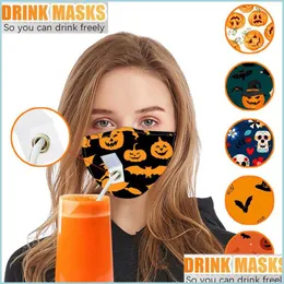 Designer-Masken Party-Getränk-Masken Adt Pm2 5 Verschmutzung Nebel Baumwolle Mund St Maske Halloween wiederverwendbar waschbar staubdicht Schutzgesicht Dhsag