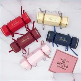 Prezent Wrap Wedding Candy pudełko Burowanie szampana czerwone różowe słodkie pudełka na prezenty na baby shower urodziny upuszczenie dostawy domu ogród świąteczna część dhbcz