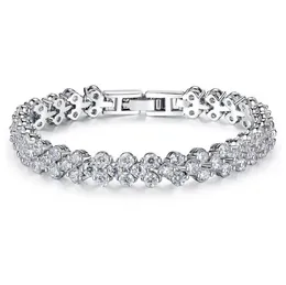 Luxury Austria Shining Crystal Tennis Bracelets Genuine 925 Sterling Silver Charms Zircon Diamond Roman Link Bracelet Jewelry 5 pcs