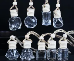 Diffusori Bottiglia di profumo per auto Decorazione in vetro per pendente 8ml Ornamento Deodorante per ambienti per oli essenziali Diffusore Fragranza Tasca portaoggetti Bottiglia vuota SN5022