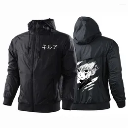 Herren Hoodies Sommer Männer Anime HUNTERXHUNTER Killua Zoldyck Männlich Harajuku Windjacke Zipper Mäntel Druck Jacken Sport College Top