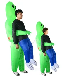 Nuovo costume gonfiabile Green Alien Adult Kids Funny Blow Up Suit Abito Fancy Abito unisex Cosplay Halloween Costume H10128924643
