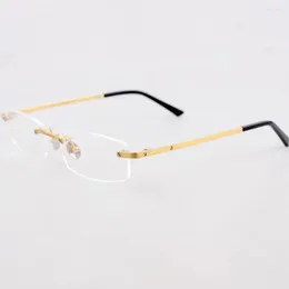 Óculos de sol quadros marca vintage sem aro titânio leitura mulheres homens óculos quadro óptico quadrado óculos de prescrição de luxo 0087o