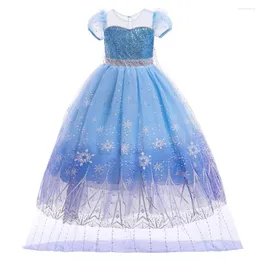 Flicka klänningar blå kort ärm halloween jul småbarn barn bollklänning barn kläder prinsessan klänning fest kostym kläder