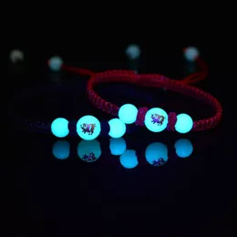 Fashion Zodiac Charm Baby Bracelets Kids Boy Anti-scare Luminous Beads Braided Rope Bracelet Wholesale