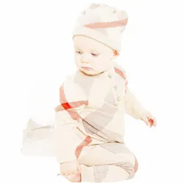 T-Shirts Kleidungsstücke Sets Säuglingsbabys Rompers Winter Kleidung Neugeborene Jungen Mädchen Strickpullover Jumpsuit Kapuzenkind Kleinkind warme Oberbekleidung und Hut B278