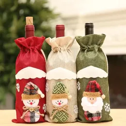 Creativo Cartone animato Decorazioni natalizie Custodia per bottiglia di vino Custodia per bottiglia di vino Babbo Natale Cappotto antipolvere Borsa regalo Champagne Sacco di imballaggio Cena Festa Decorazioni per la tavola di Natale