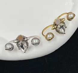شكل دمعة الشرير حل حلقات الماس لوجو حلقات إصبع مزدوجة الرجعية الهيب هوب لؤلؤة خاتم المرأة المجوهرات للاحتفال الذكرى السنوية