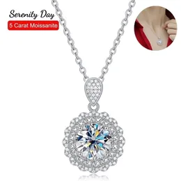 Pendant Necklaces Serenity 5 Necklace D Color Snow Flower Neck Chain S925 Sterling Silver Plate Pt950 Jewelry Wholesale 221109