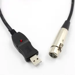 Mikrofoner 3M USB -kabelhane till 3 -stift XLR Kvinnlig mikrofonmic studioljudlänk