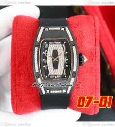 07-01 Ceramiczne Miyota Automatyczne panie Watch damskie zegarki damskie dwa tony różowe złote diamenty ramię czarne diamentowe szkielet gumowy super edycja 3 style Pureteme C3